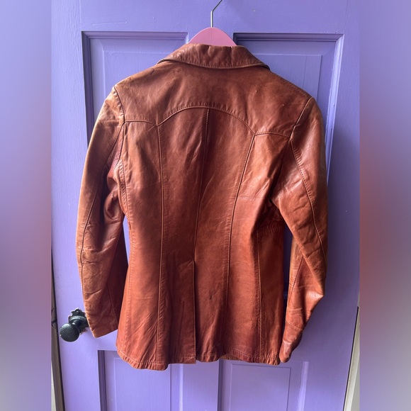Vintage brown leather jacket - Picture 4 of 4